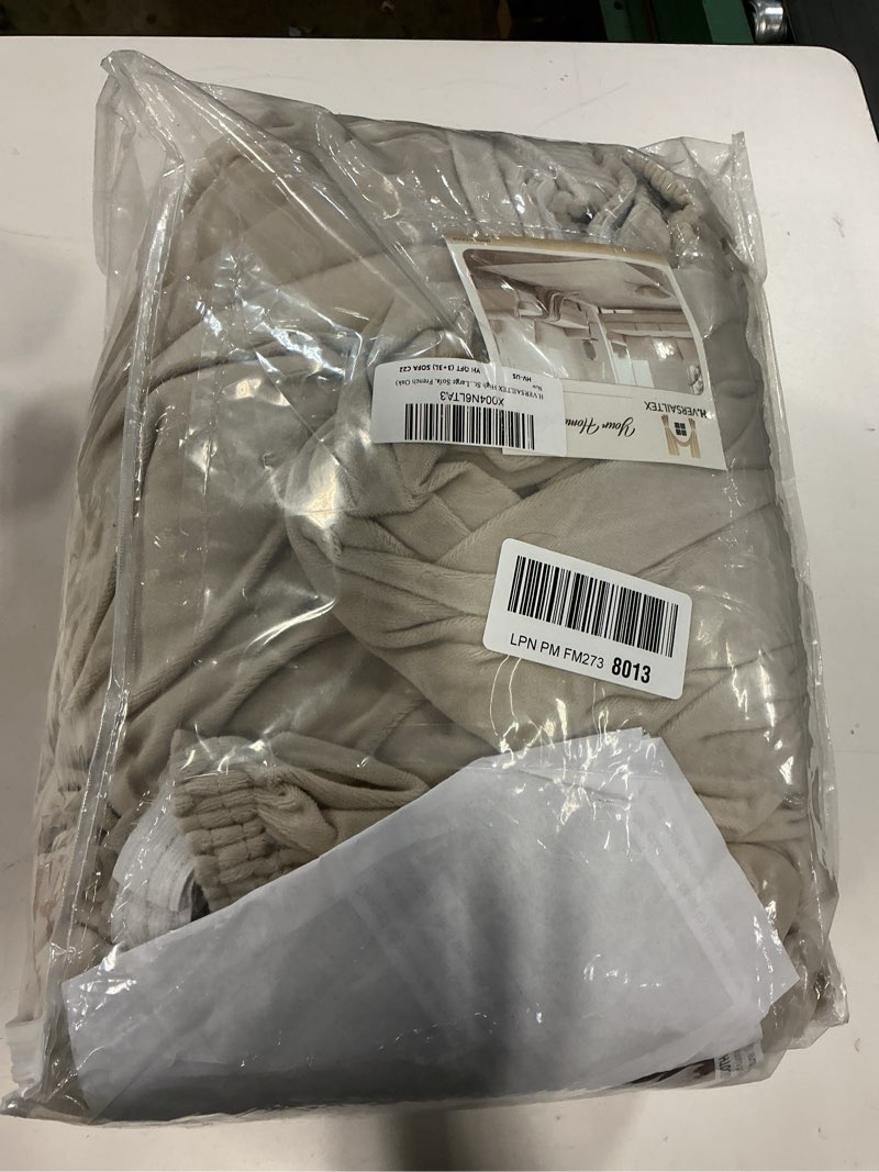 Condition photo showing As Is for H.VERSAILTEX High Stretch Sofa Slipcover 4 Piece Cover Velvet Furniture Protector Form Fit Thick Velvet Extra Large Sofa Cover for 3 Cushion Couch Width Up to 97 Inch (Large Sofa, French Oak) 3 Cushion Large Sofa French Oak