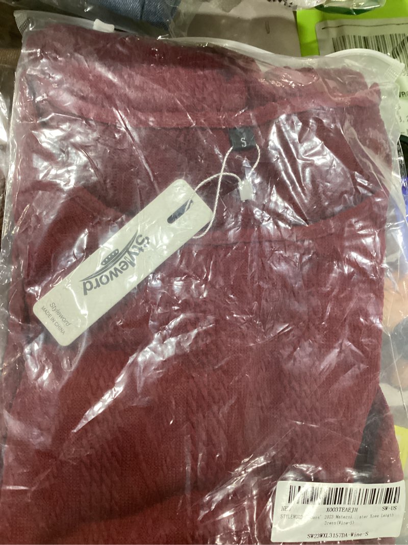 Condition photo showing Good Condition for STYLEWORD Women's 2024 Spring Maternity Sweater Dresses Photoshoot Long Sleeve Pullover Knit Casual Fashion Clothes Medium Wine