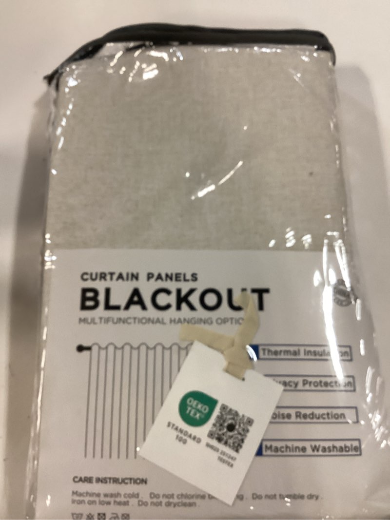 Condition photo showing New/Like New for inovaday 100% blackout curtains for bedroom, cream black out curtains 84 inch long, clip rings linen blackout drapes, thermal insulated room darkening for living room, 2 panels - w50xl84 cream 50"w x 84"l (pack of 2)