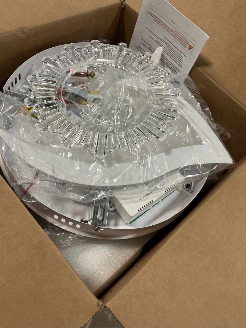 Condition photo showing As Is for bevenus low profile ceiling fan with lights,110v modern dimmable flower shape, remote control/app control,timing 6 gear speeds fan ceiling lamp. white