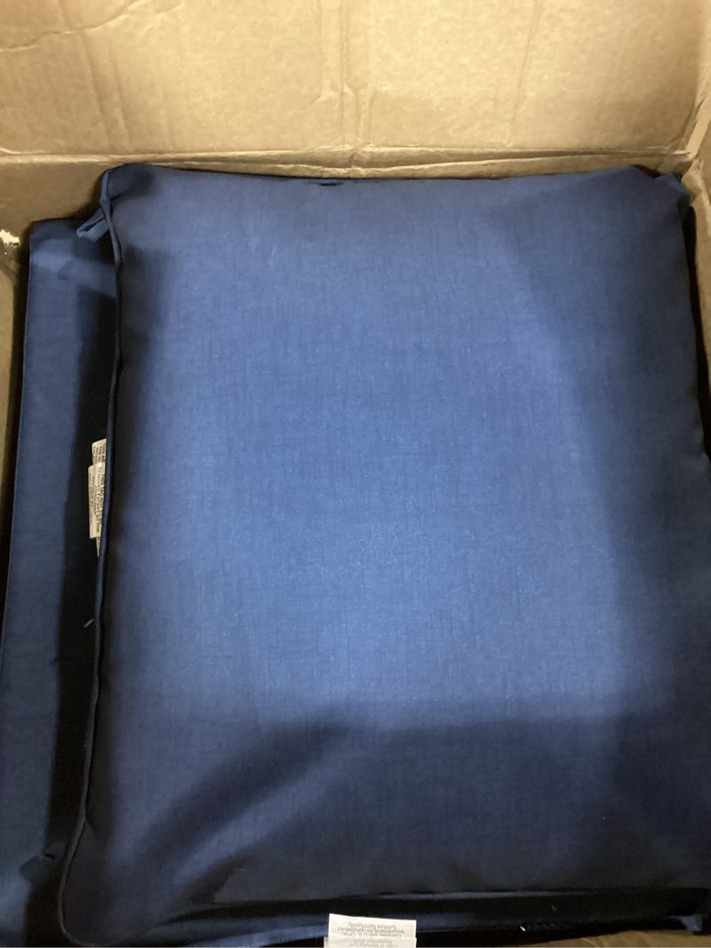 Condition photo showing Good Condition for arden outdoor foam deep seat cushion set, 22x24, premium high-density foam, never flattens, weather-proof for patio chair sofa couch, sapphire blue leala certi-pur foam sapphire blue leala 1 pack