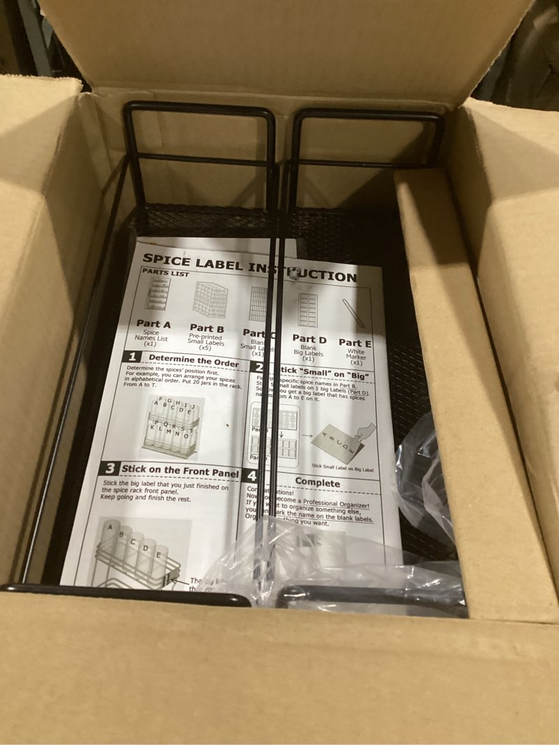 Condition photo showing Good Condition for spaceaid pull out spice rack organizer for cabinet, heavy duty slide out seasoning kitchen organizer, cabinet organizer, with labels, 7.7" w x10.75 d x10 h, 2 drawers 2-tier two 3"w drawers, 2-tier