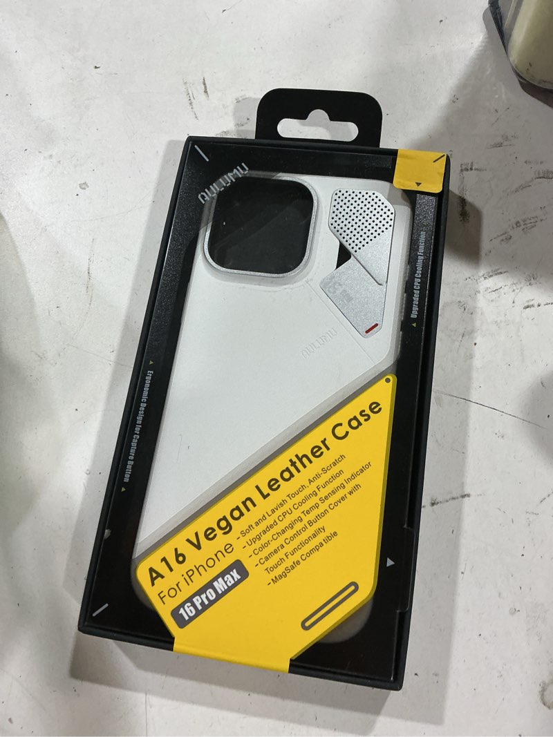 Condition photo showing Good Condition for aulumu a16 vegan leather cooling iphone 16 pro max case | updated camera control | with cooling fins | luxury comfort | compatible with magsafe | complete wrap-around - touch white for iphone 16 pro max touch-white