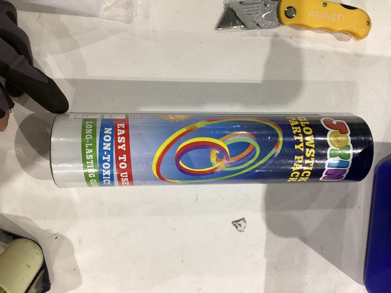 Condition photo showing New/Like New for JOYIN 800 Pcs 8" Glowsticks, Bracelets Necklaces, Glow in the Dark Party Favors, Easter, Christmas, Halloween Supplies Pack, Football Party Supplies