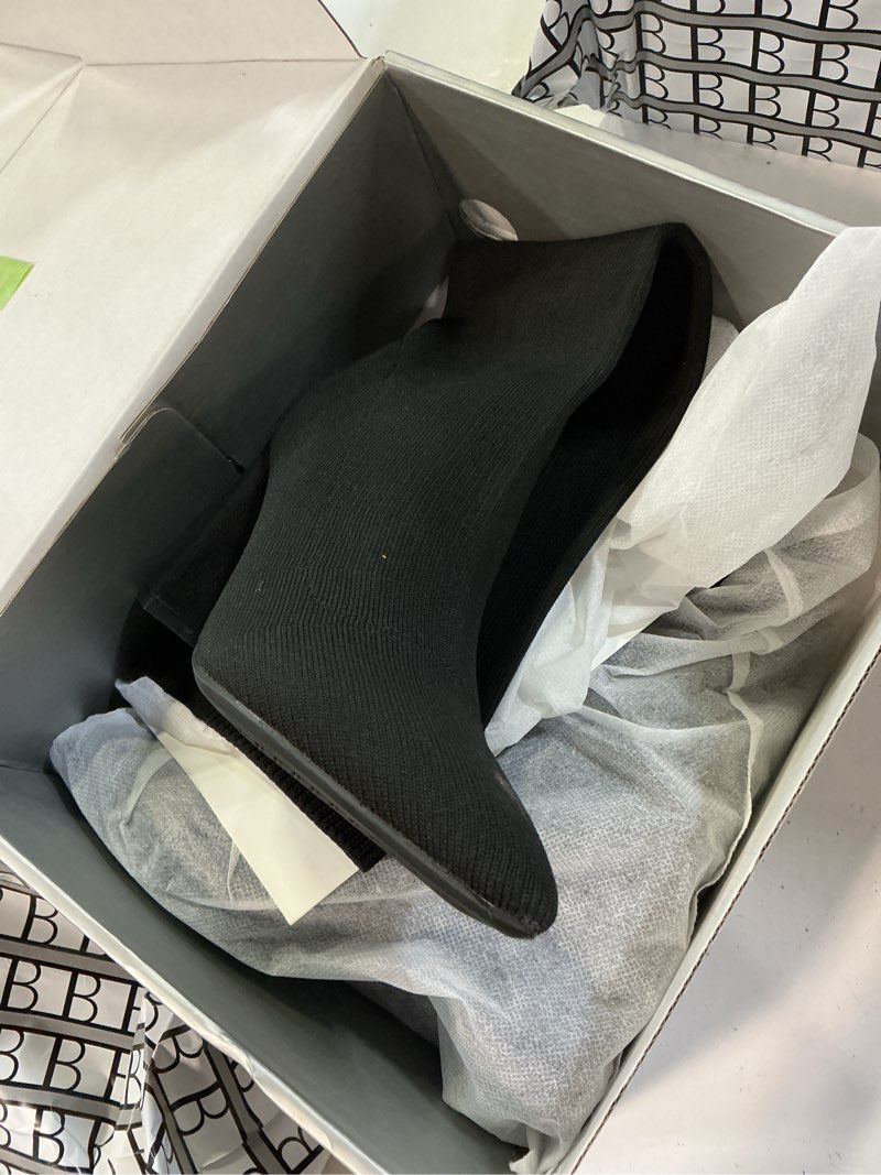 Condition photo showing Good Condition for newbella women's stretch knit over knee boots chunky heel anti-slip winter boots comfortable fashion 8.5 black
