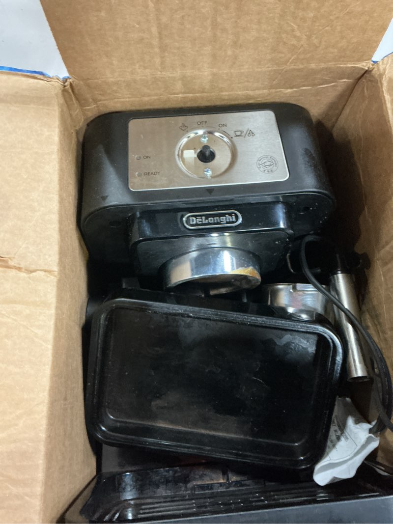 Condition photo showing As Is for De'Longhi Stilosa Manual Espresso Machine, Compact Coffee Maker, 15 Bar Pump Pressure, Manual Milk Frother Steam Wand for Authentic Single & Double Espresso, Lattes & Cappuccinos, Tamper Included Stliosa Espresso Machine