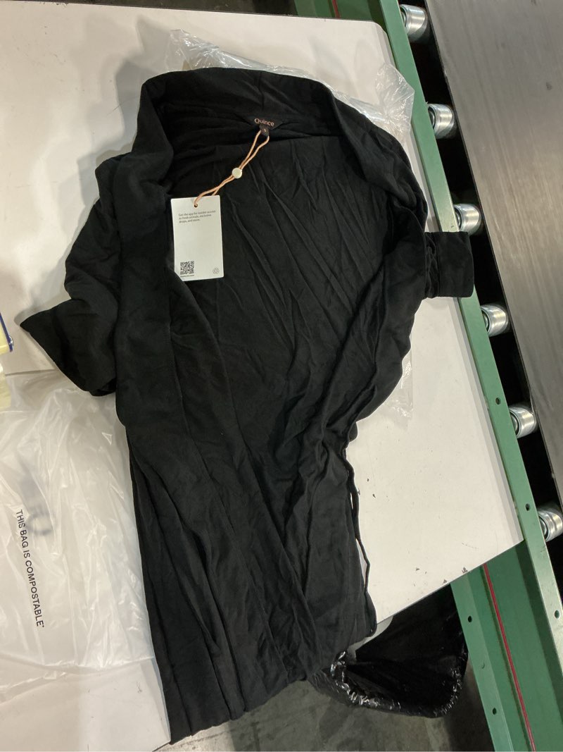 Condition photo showing Good Condition for bamboo jersey robe, solid black, size small 