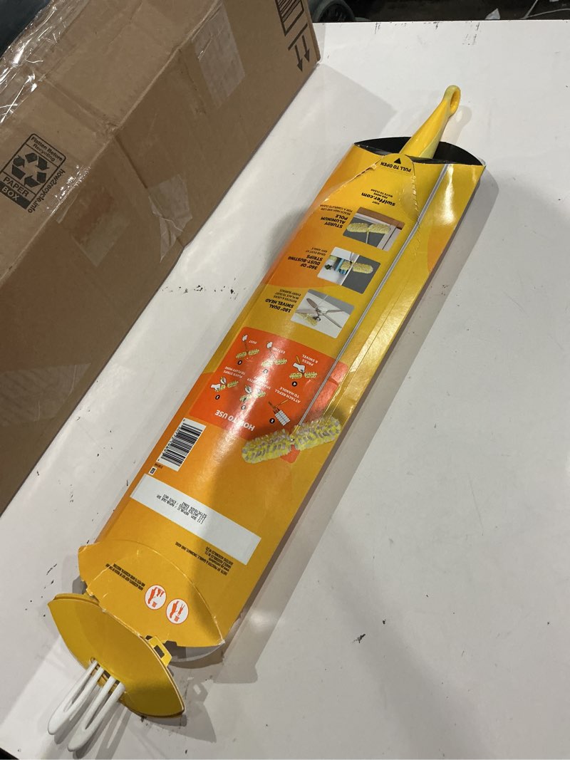 Condition photo showing Good Condition for swiffer duster kit with 6 ft super extendable handle, heavy duty starter kit with 8 refills