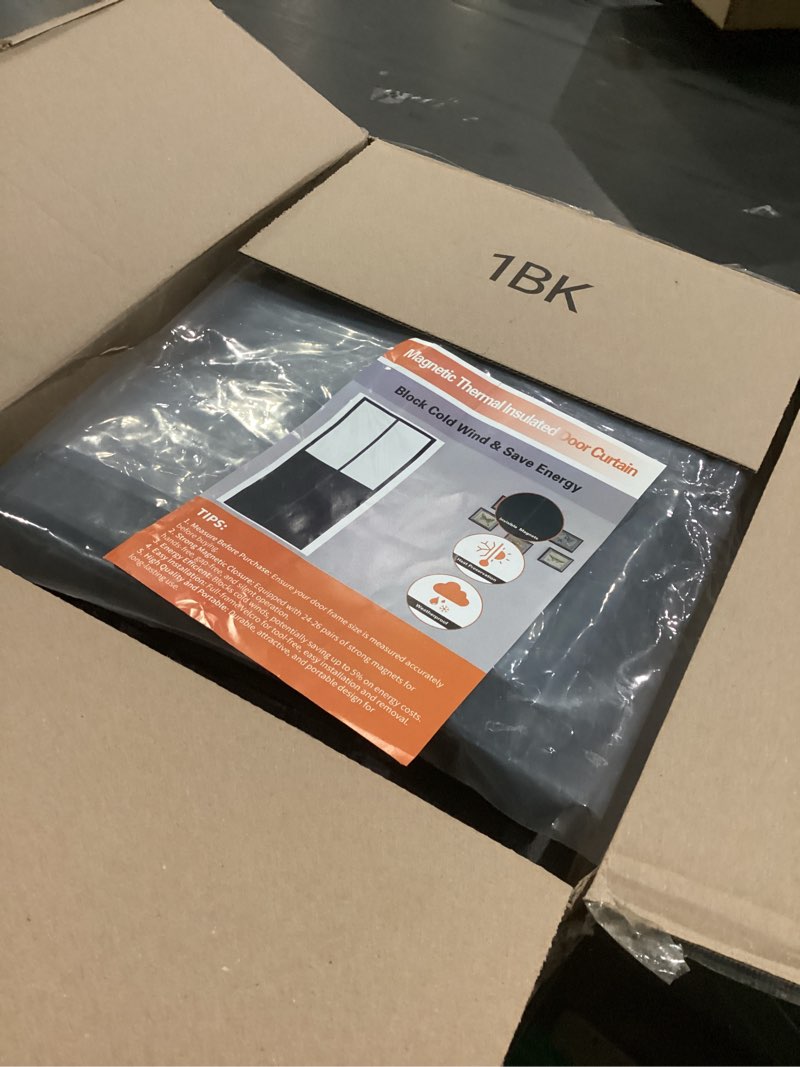 Condition photo showing Good Condition for Magnetic Thermal Insulated Door Curtain for 72"x 80" Doors, Visible Door Cover for Heat Insulation, Magnetic Closure Thick Draft Blocker Blanket for Doorway to Keep Warm in Winter Cool in Summer Fit for Door 72" x 80" Black + Clear