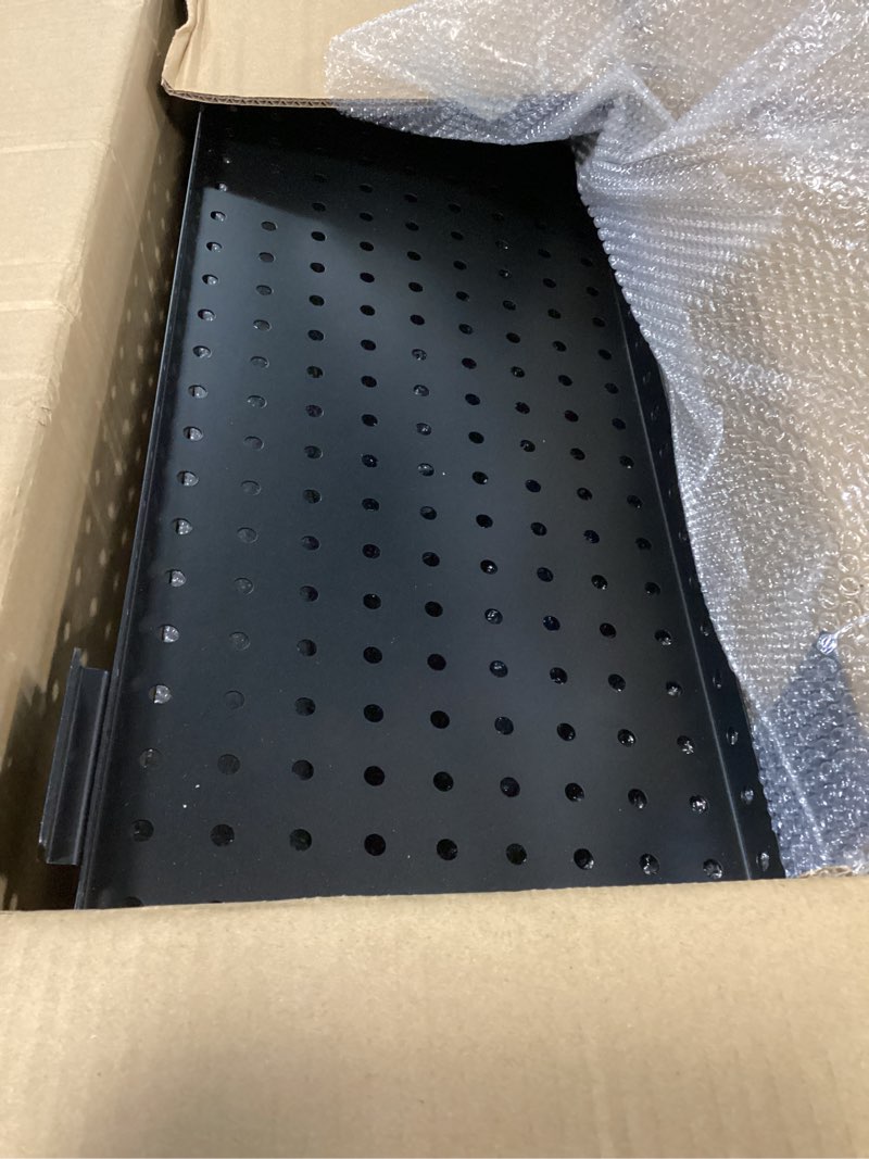 Condition photo showing Good Condition for thyle 2 pcs slat wall shelves, heavy duty metal slatwall shelf for retail, garage, home storage, shoe stores boutiques display slatwall accessories(10 x 24 inch,black) black 10 x 24 inch