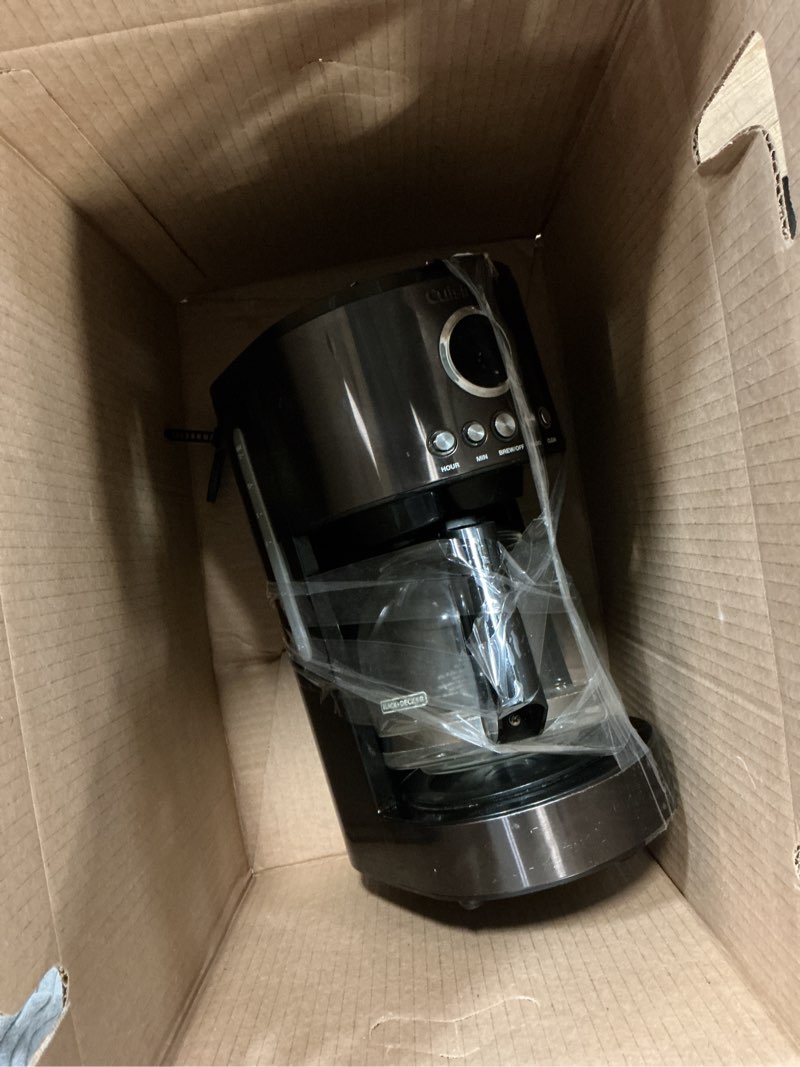 Condition photo showing As Is for cuisinart stainless steel 12-cup coffee machine, black