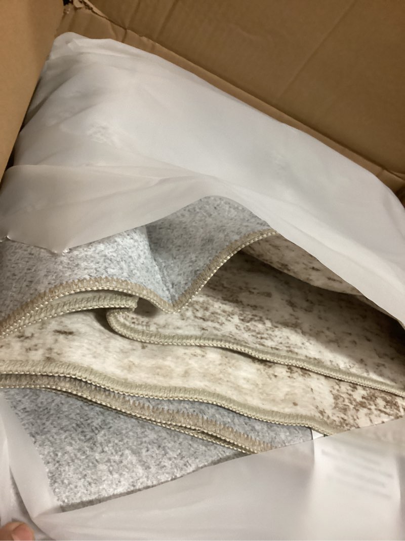 Condition photo showing Good Condition for 8x10 Area Rugs Living Room: Washable Large Neutral Brown Rug Abstract Soft Modern Stain Resistant Indoor Floor Non-Slip Carpet for Bedroom Nursery Kids Office Playroom Dining Room Under Table Home Abstract Brown 8' x 10' (Rectangular)