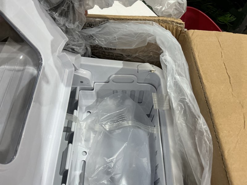 Condition photo showing As Is for igloo portable ice maker with scoop - countertop ice maker with led control panel & 1.5 qt water tank - ice maker produces 26 lbs. of ice in 24 hours with 9 large or small cubes in 7 minutes- white white 26 lb pro