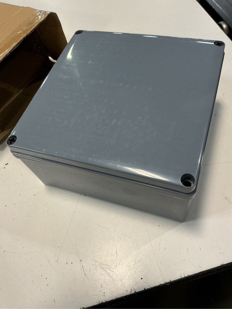Condition photo showing As Is for 8x8x4 junction box ip65 waterproof junction box abs plastic dustproof electrical box project box outdoor enclosure conduit box for outdoor & indoor use (1 pack)