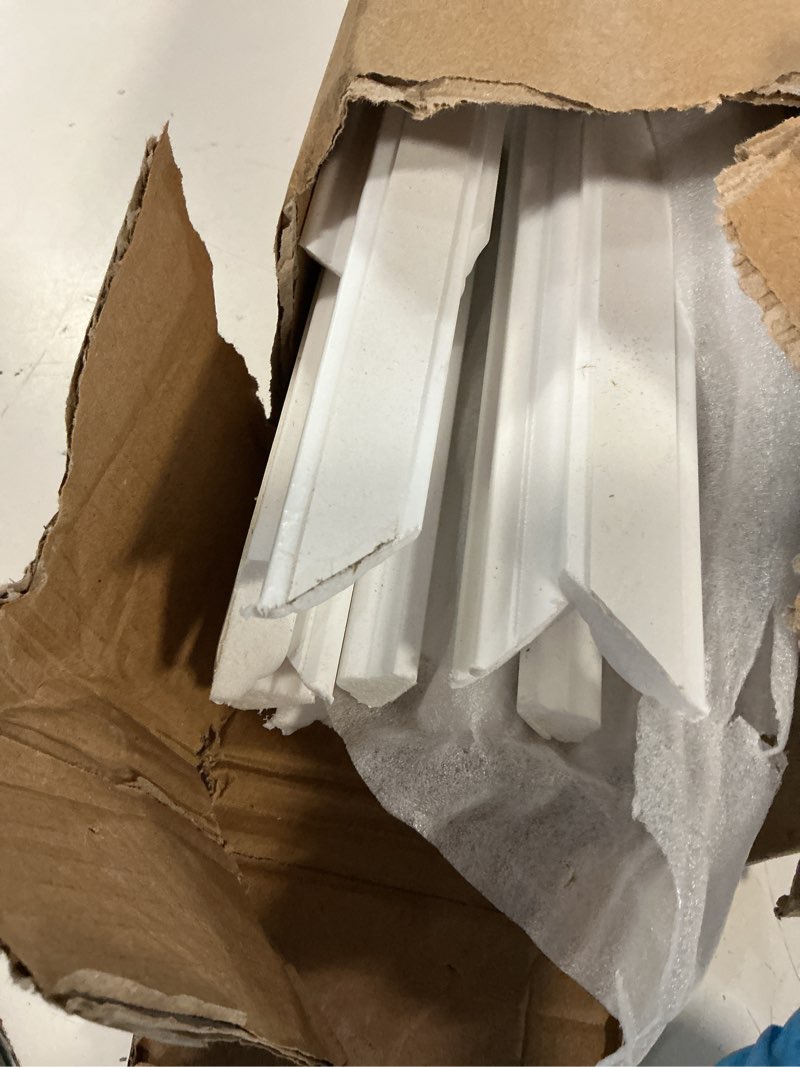 Condition photo showing Good Condition for 3 sets peel and stick molding trim for walls, pre-cut wainscoting panels 54x24 inch peel and stick wall molding kit, self adhesive molding trim for walls, home renovation, white
