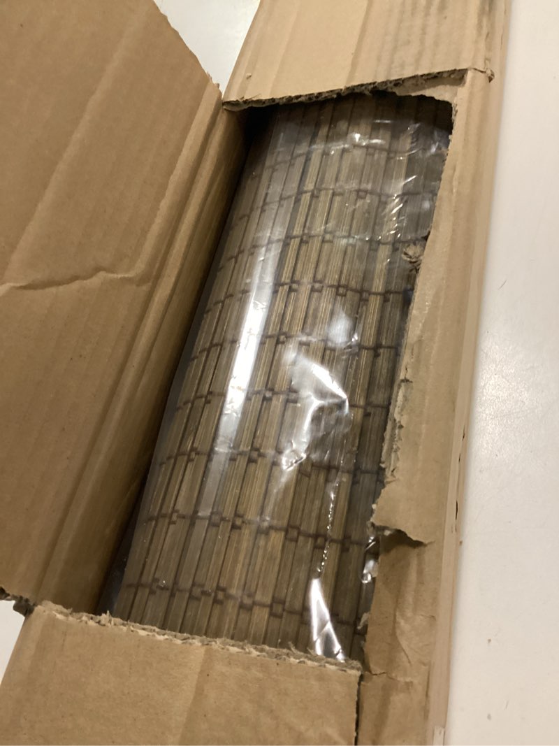 Condition photo showing As Is for LazBlinds No Tools No Drill Cordless Bamboo Roman Shades, Light Filtering Window Treatment, Roll Up Bamboo Blinds for Windows 34'' W x 64'' H, Brown Light Filtering-brown206 34" W x 64" H