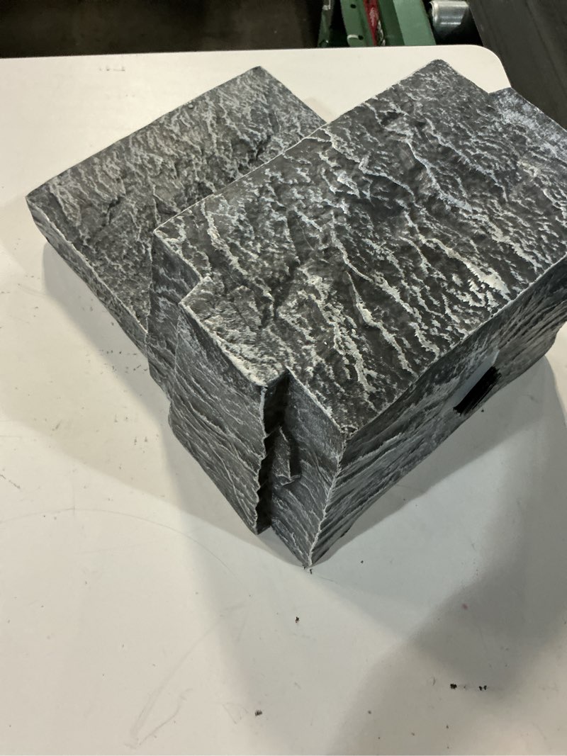 Condition photo showing Good Condition for waterfall spillway, 8 inch wide weir, fake rock pond waterfalls spillway kit for pond, garden, backyard, water features and streams, includes waterfall box, barb adaptor and hose clamp