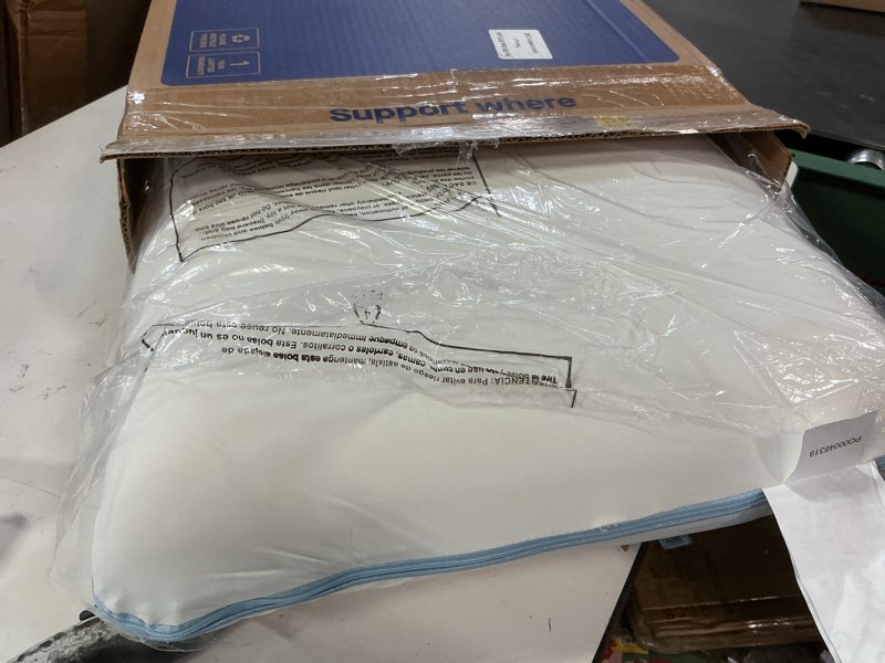 Condition photo showing As Is for sealy dreamlife king size memory foam cooling pillow with sealychill cooling gel, removable machine-washable cover, made in the usa, white dreamlife king i single pack