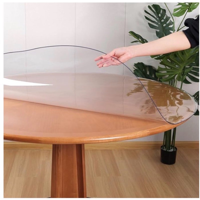 RostiKong 28 Inch Round Table Cover - Heavy Duty Thick PVC Table Top Protector for Dining Room & Patio