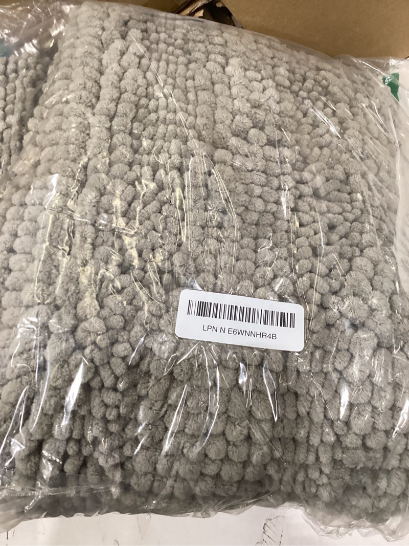 Condition photo showing New/Like New for turquoize shaggy chenille bathroom rugs bath room runner rug extra long large bath rugs non slip washable 47 x 17 floor mat, super water absorbent & soft bath rug for bathroom, dove gray 47" x 17" dove
