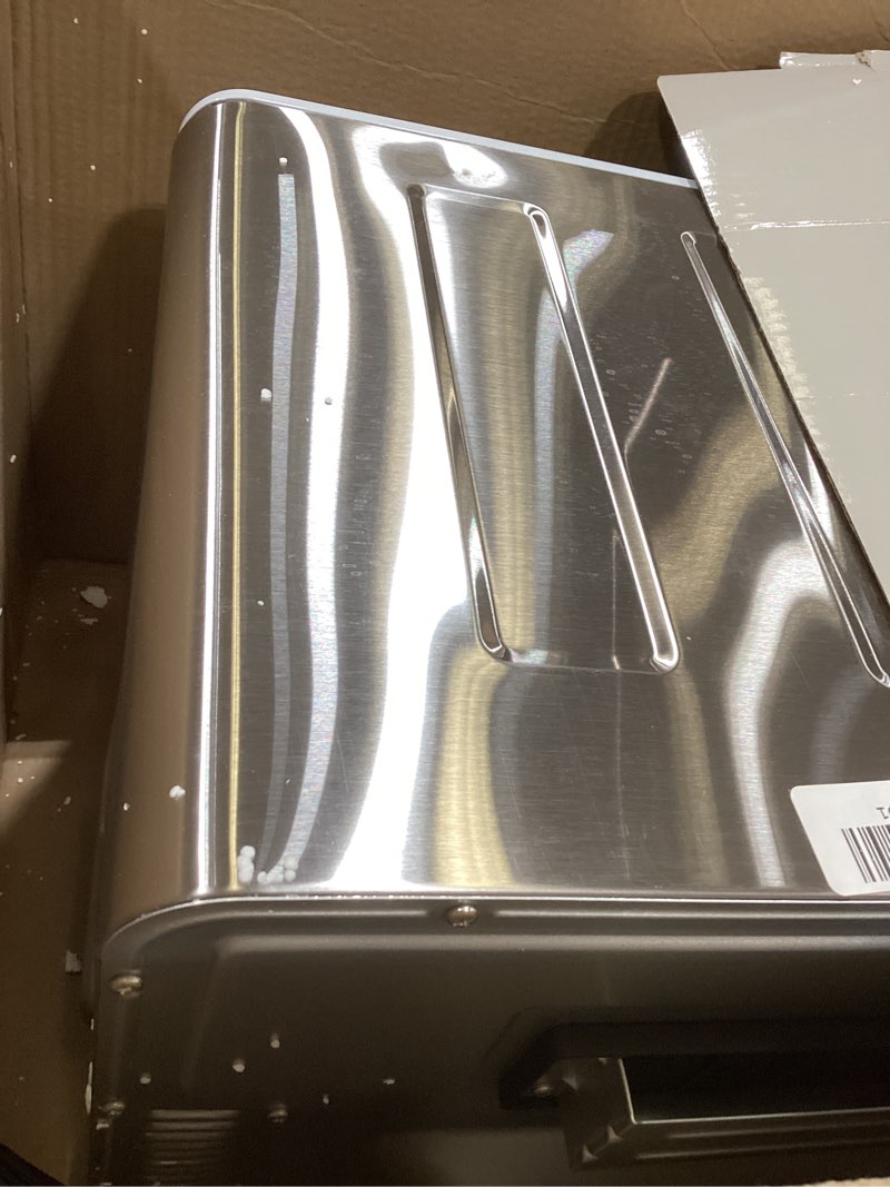 Condition photo showing As Is for cuisinart air fryer toaster oven with grill, 1800w 8-1 air fryer oven with bake, convection bake, grill, broil and warm options, large capacity, 60-minute timer, toa-70w, white white convection toaster air fryer oven w/ grill