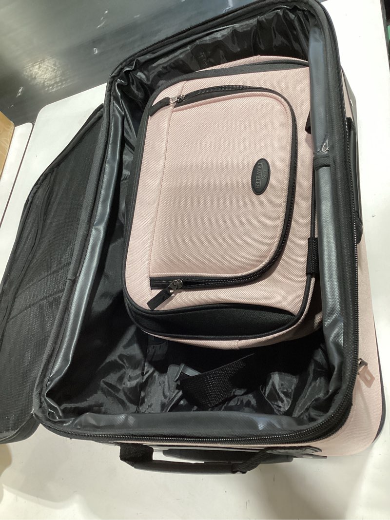 Condition photo showing Good Condition for u.s. traveler rio lightweight softside rolling carry-on suitcase, 2-wheel set, pink pink 2-wheel set (21"/14")