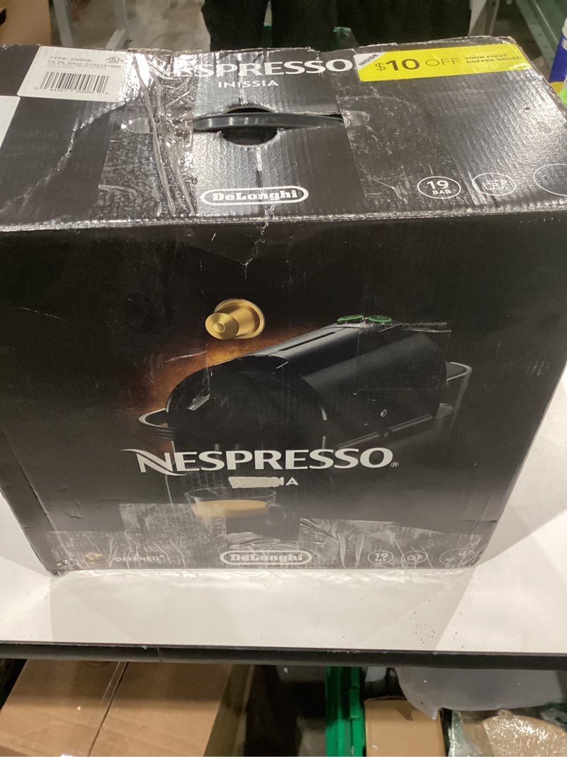 Condition photo showing As Is for Nespresso Inissia Espresso Machine by De'Longhi,24 oz, Black Machine Only Black