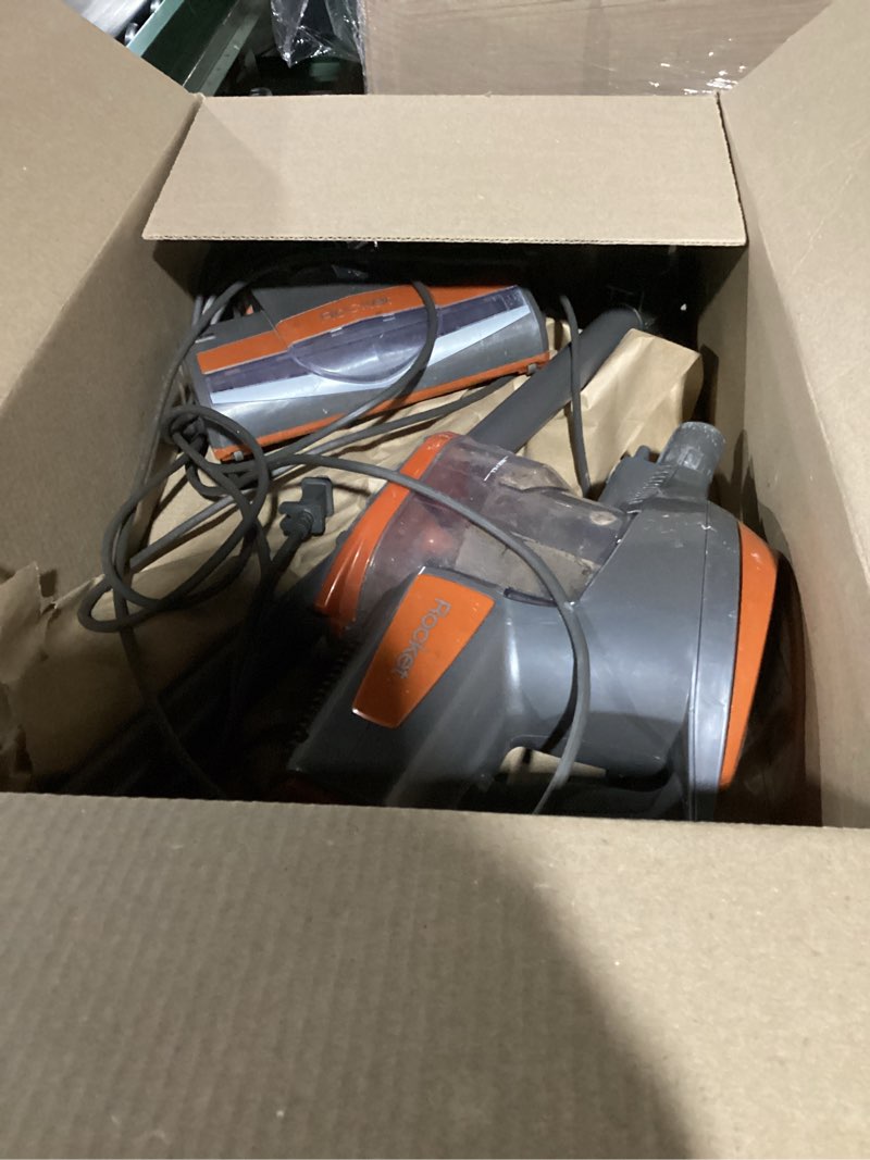 Condition photo showing As Is for shark rocket ultra-light corded bagless vacuum for carpet and hard floor cleaning with swivel steering (hv301), gray/orange