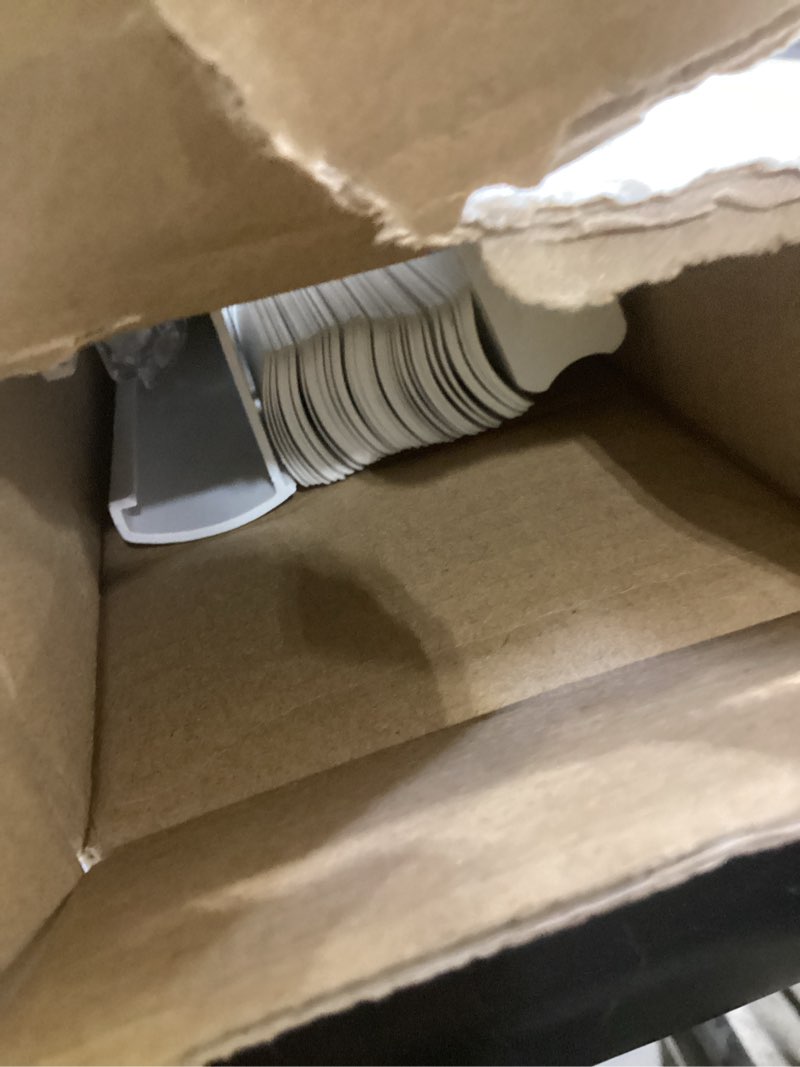 Condition photo showing As Is for project source light filtering 1-in slat width 29-in x 64-in cordless white vinyl light filtering mini blinds