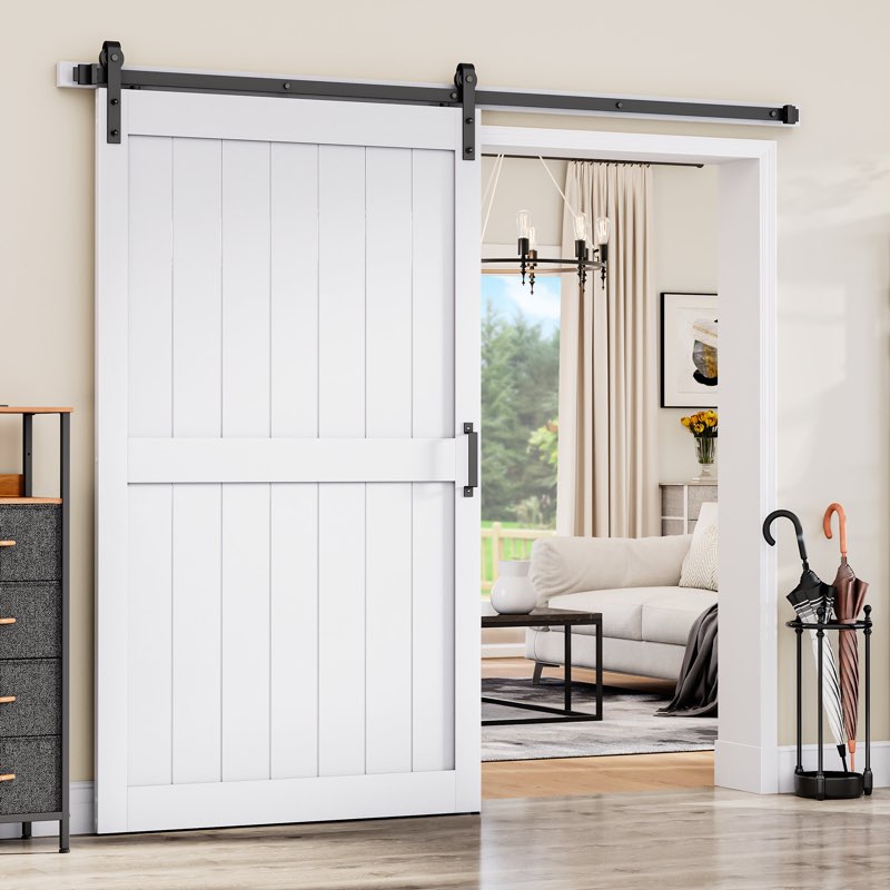 30''/36''/48'' x 84'' manufactured wood pvc paneled barn door with installation hardware kit