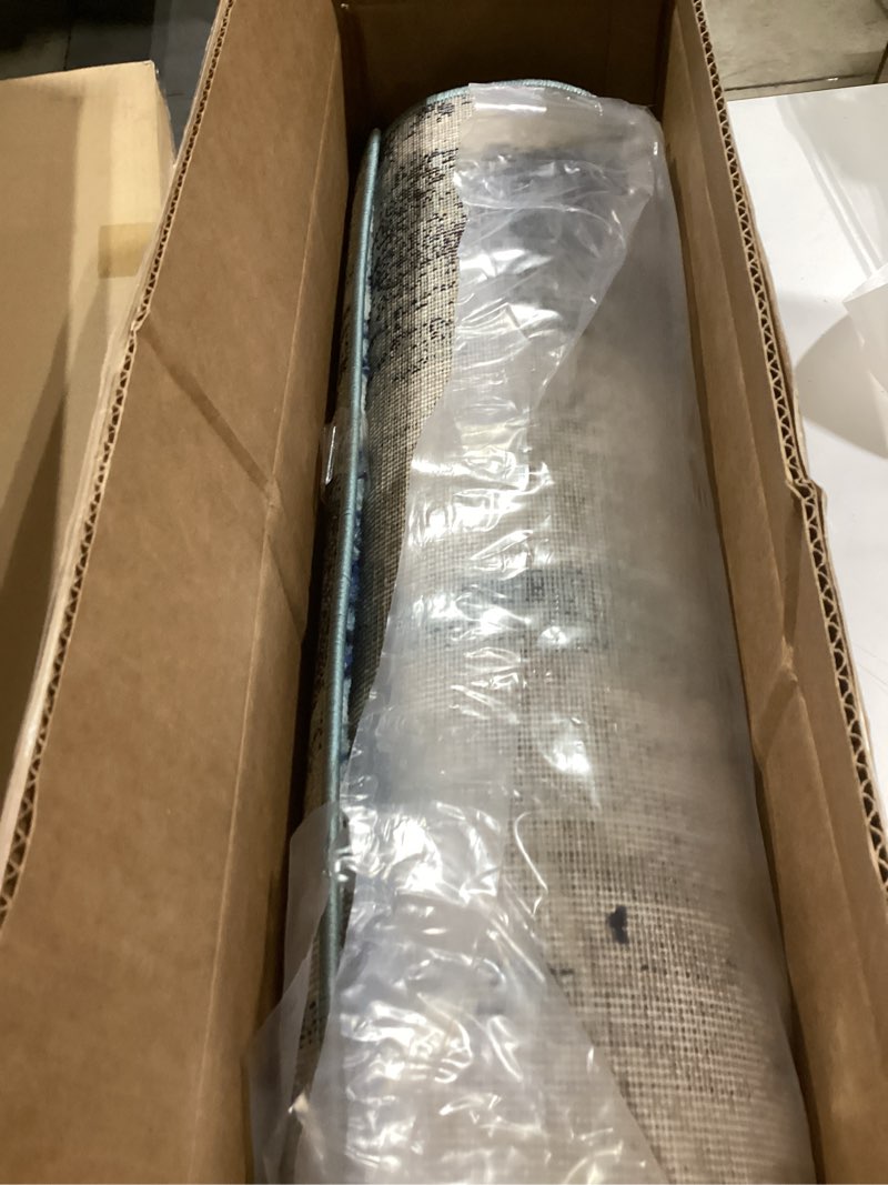 Condition photo showing Good Condition for LUXE WEAVERS Modern Abstract Art Light Blue 2x7 Area Rug 2' x 7' (Runner) Light Blue