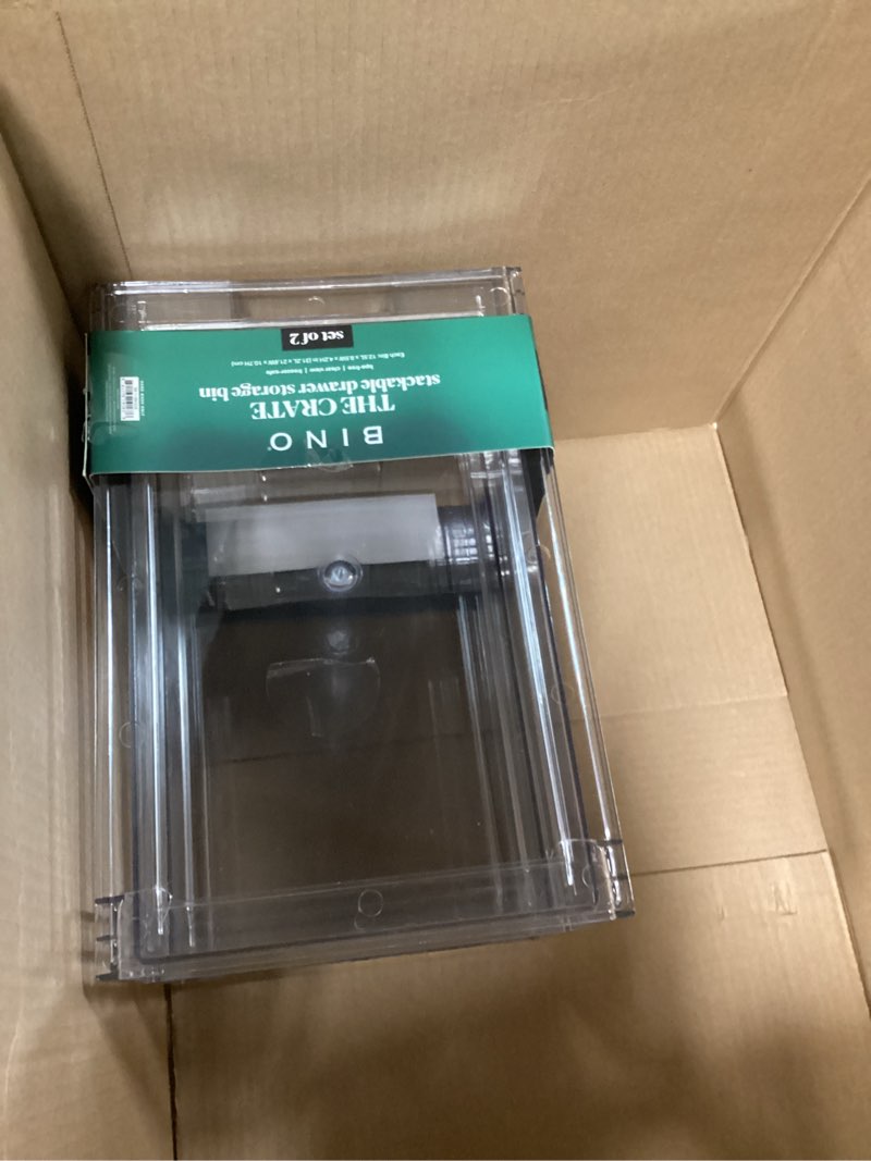 Condition photo showing Good Condition for BINO | Stackable Storage Drawers, Small - 2 Pack, Clear | THE CRATE COLLECTION | Storage Bins With Drawers | Bathroom Organizers | Under Sink Organizer | Vanity Cabinet Home Organization Small 2-Pack