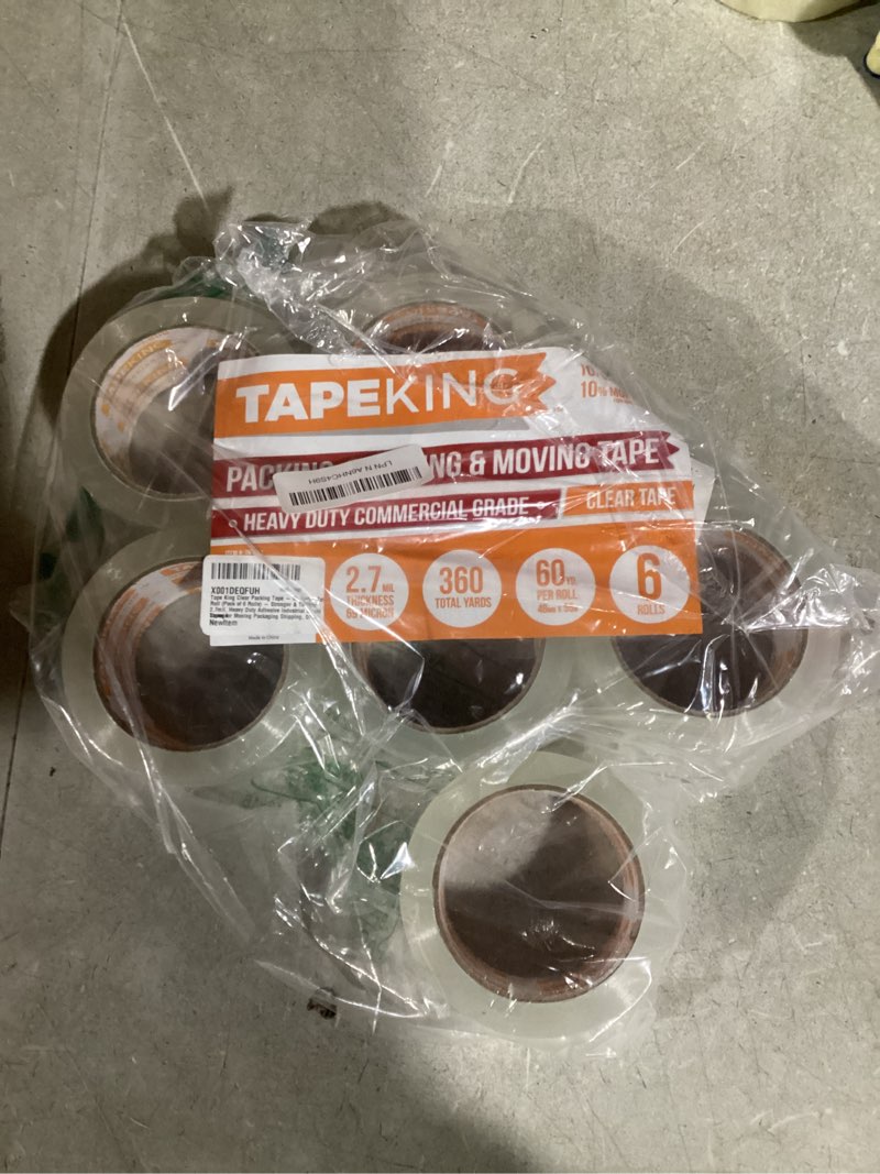 Condition photo showing Good Condition for Tape King Clear Packing Tape - 60 Yards Per Roll (Pack of 6 Rolls) - Stronger & Thicker 2.7mil, Heavy Duty Adhesive Industrial Depot Tapes for Moving Packaging Shipping, Office & Storage 2" Wide, 2.7 Mil Thick, 60 yd. 6