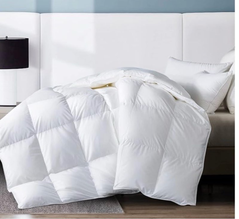 whatsbedding feather comforter, filled with feather and down, white lightweight duvet insert - luxurious hotel collection bed blanket comforter -100% cotton shell - king size 104 x 96 inch