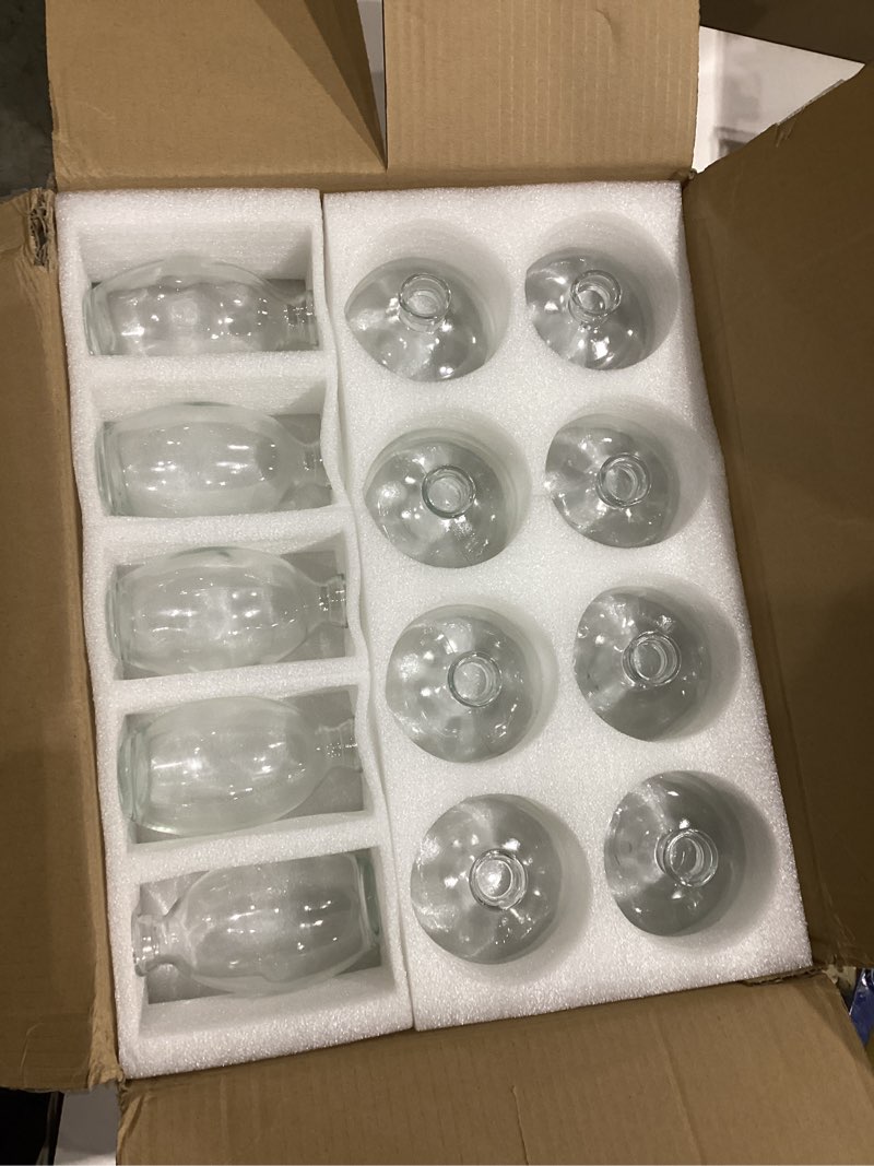 Condition photo showing Good Condition for 28 clear bud vases in bulk, glass small bud vase for centerpieces, mini bud vase set for flowers, vintage vases for rustic wedding decorations, table decor flower bedroom party home decor clear set of 28