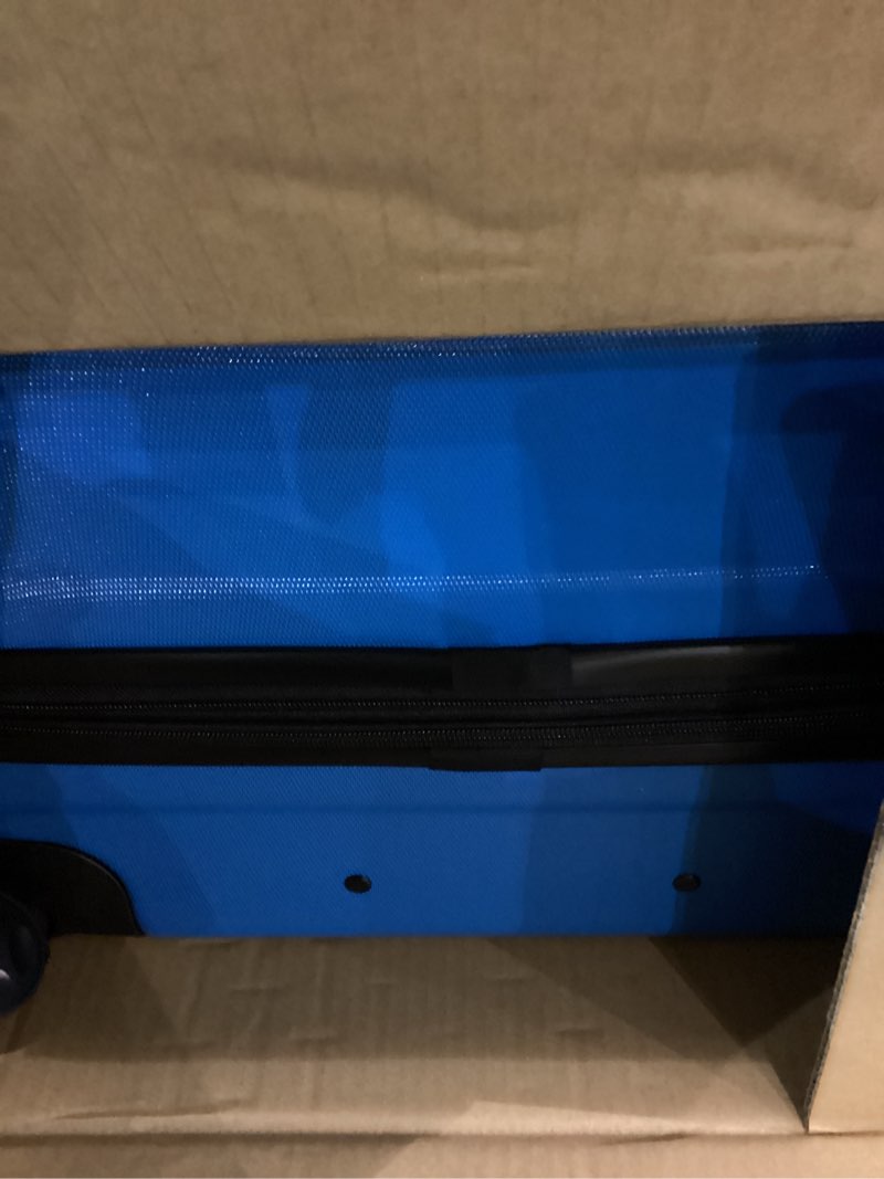 Condition photo showing New/Like New for Amazon Basics 30" Hardside Large Checked Luggage, Hardshell Suitcase With Wheels, Expandable For Up to 15% More Space, With Scratch-Resistant Surface, Four Multi-directional Wheels, Light Blue Light Blue Large Checked