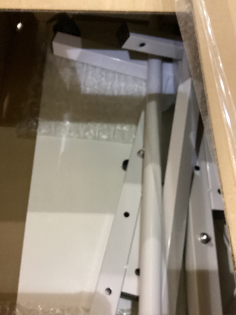 Condition photo showing As Is for Small Standing Desk Adjustable Height, Mobile Stand Up Desk with Wheels, 32 Inch Portable Rolling Desks Computer Office Workstations for Walking Pad Treadmill White