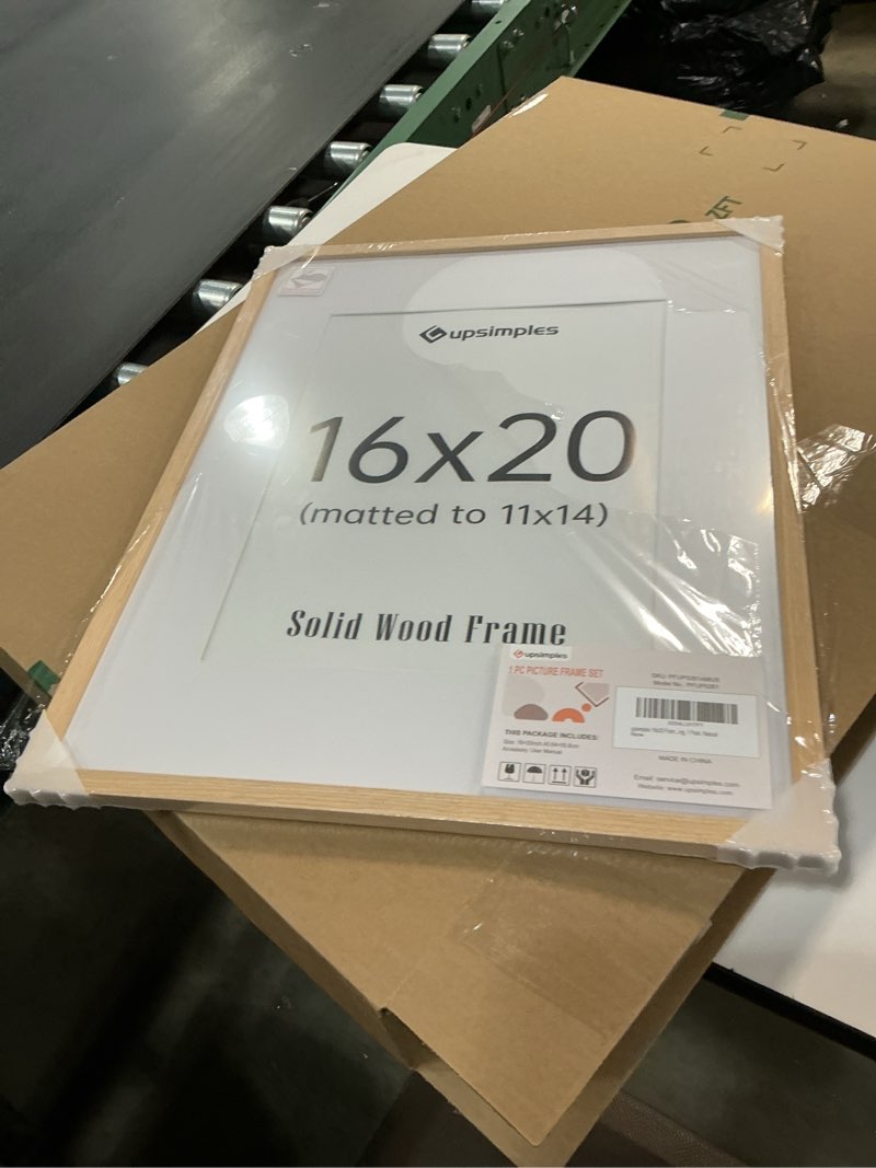 Condition photo showing Good Condition for upsimples 16x20 Frames, Natural Solid Wooden Picture Frames, Display 11x14 with Mat or 16 x 20 Without, Vertical or Horizontal Wall Hanging, 1 Pack, Natural Natural 16x20