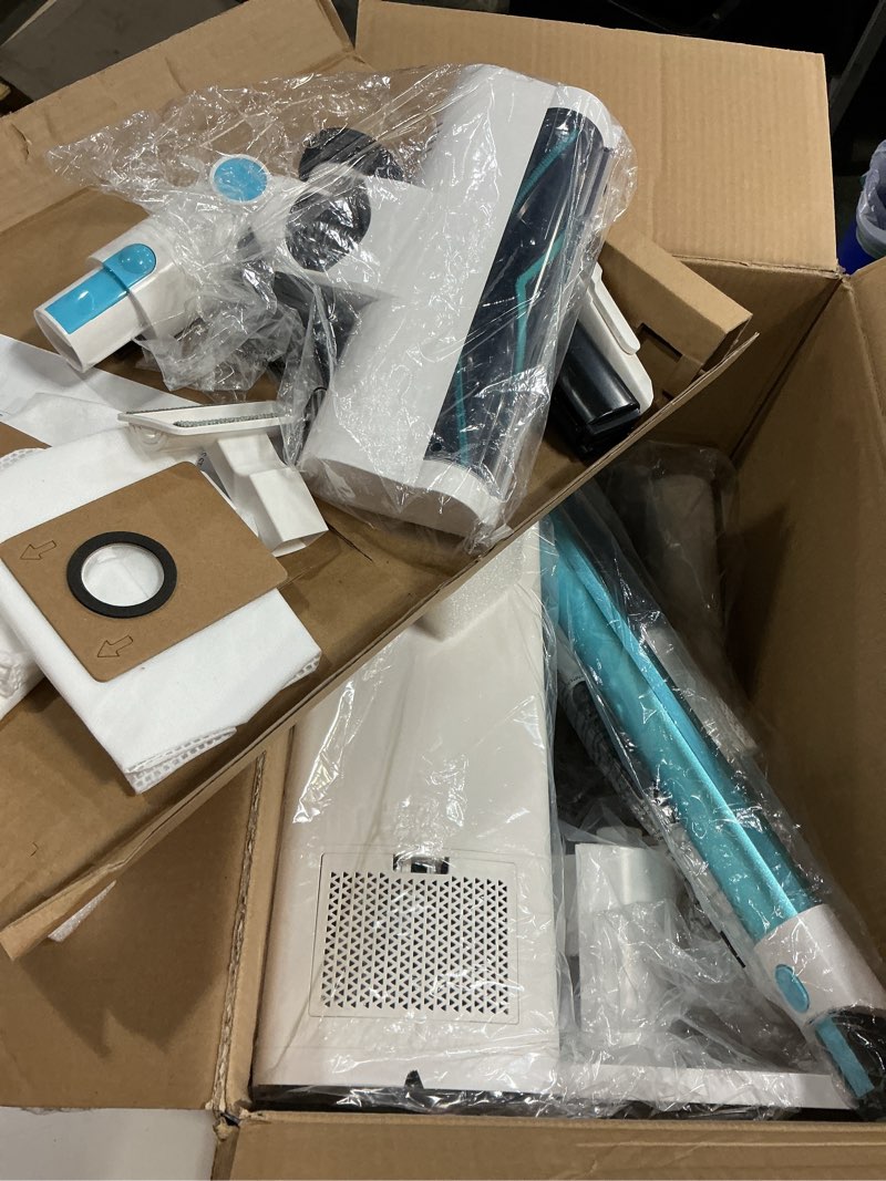 Condition photo showing Good Condition for Cordless Stick Vacuum Cleaner with Auto Empty System Self-Charging Base, Powerful Suction for Pet Hair on Carpet & Hardfloor, Lightweight Anti-Tangled Handheld Vacuum, HEPA Filtration, Blue