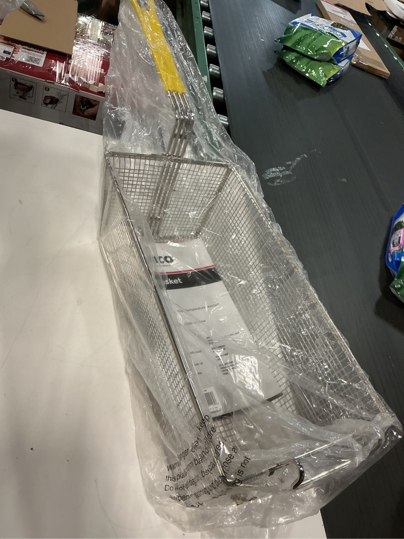 Condition photo showing New/Like New for Winco FB-40 Fry Basket with Yellow Handle Medium, 17" x 8.5" x 6"