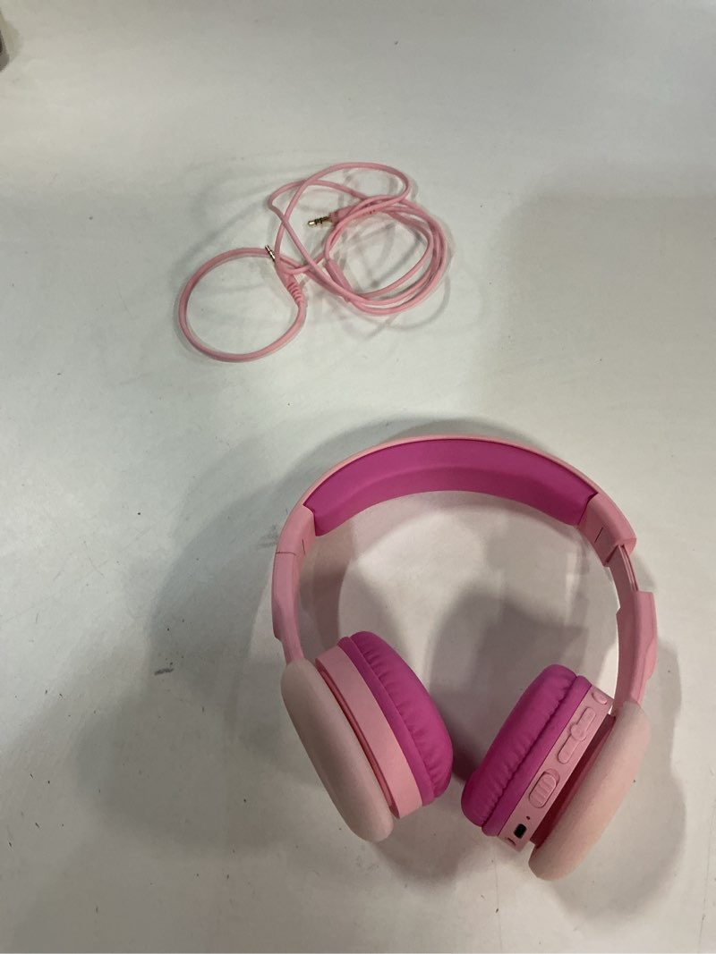 Condition photo showing Good Condition for BIGGERFIVE Kids Headphones Bluetooth Headphones Foldable with Mic 85/94dB Volume Selection Adjustable Kids Headphones for Tablet, PC, Online Class, School, Travel, Movies, Games, Music, Etc Pink