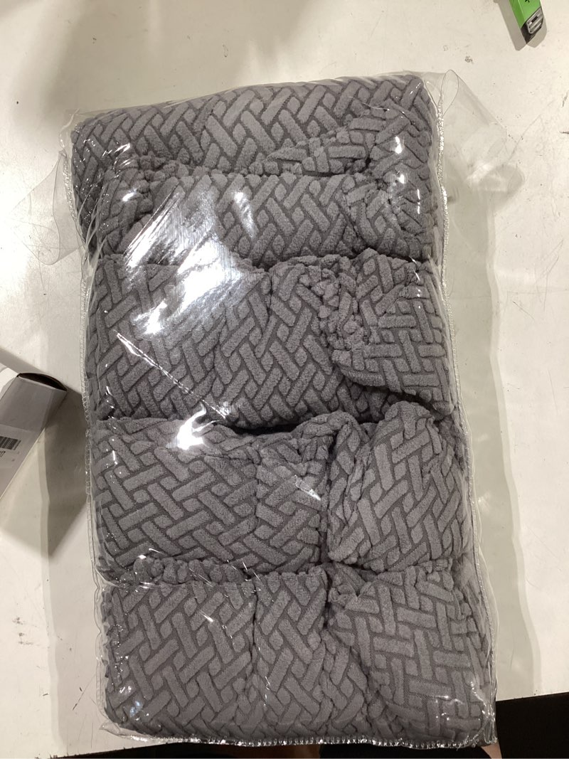 Condition photo showing Good Condition for 8pcs outdoor cushion covers, patio cushion covers,stretch elastic slipcovers, replacement washable furniture protector for patio couch,thick jacquard textured twill fabric(gray ,8pcs,cover only) gray checkered 8pcs