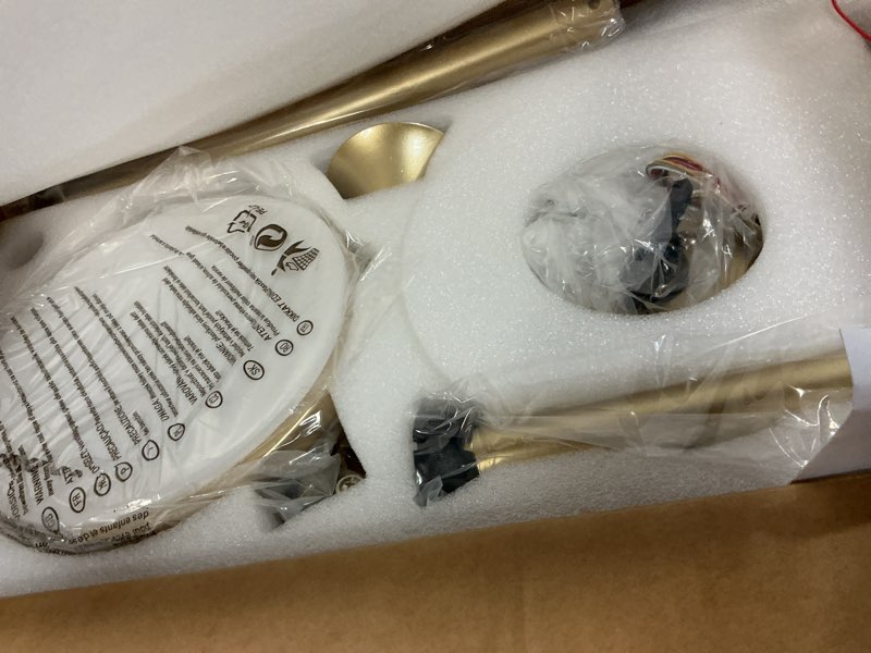 Condition photo showing Good Condition for bella depot 60" black and gold ceiling fan with light large ceiling fan with remote dimmable led tri-color temperature 6-speed quiet dc motor chandelier fan for bedroom living room patio