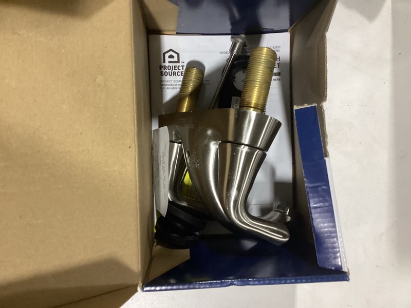 Condition photo showing As Is for Project Source Dover Brushed Nickel 4-in centerset 2-handle WaterSense Mid-arc Residential Handle