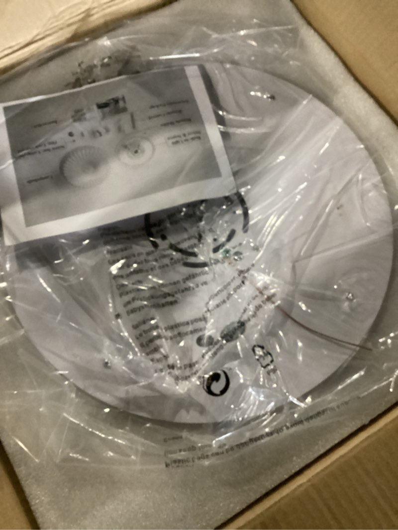 Condition photo showing As Is for KCO Lighting Round Large LED Flush Mount Ceiling Light Yellow Ribbed Glass Flush Mount Light Mid Century Modern Bedroom Ceiling Lamp Unique Entryway Ceiling Light Fixtures Yellow-B