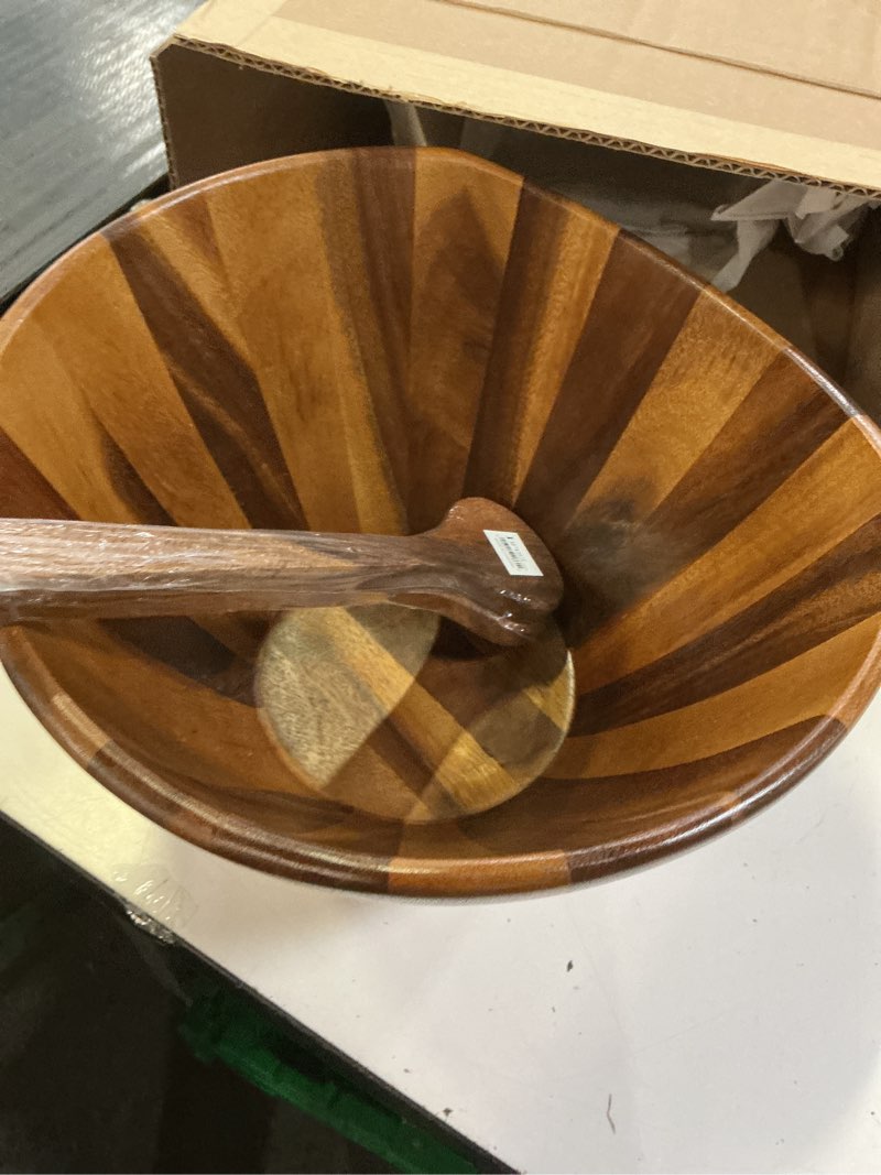 Condition photo showing Good Condition for aidea salad bowls, wooden salad bowls set, large acacia wood serving bowl for fruits, salad, 12.5" big salad bowl with serving utensils