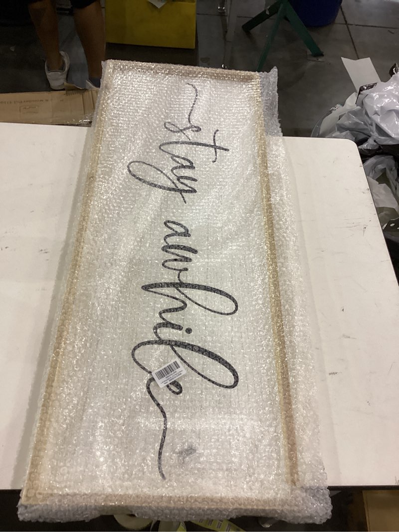 LuZhiQiang Living Room Wall Decor Stay Awhile Sign 40"×15" Lets Stay Family Home for Entryway Black 