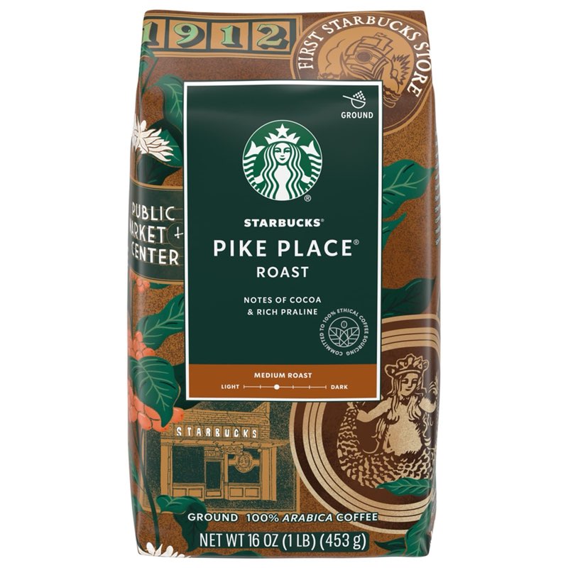 Starbucks Pike Place Ground Coffee, Medium Roast, 16 oz. (SBK11018186) the date of birth may vary (( 8-MAR-2025))