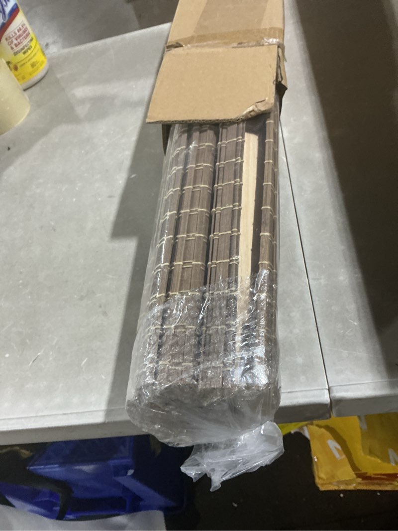 Condition photo showing Good Condition for unishades cordless bamboo roman shades for windows, blinds size (35" w ×64" h) colour (bdp-driftwood) ?room darkening?bdp-driftwood 35" w × 64" h
