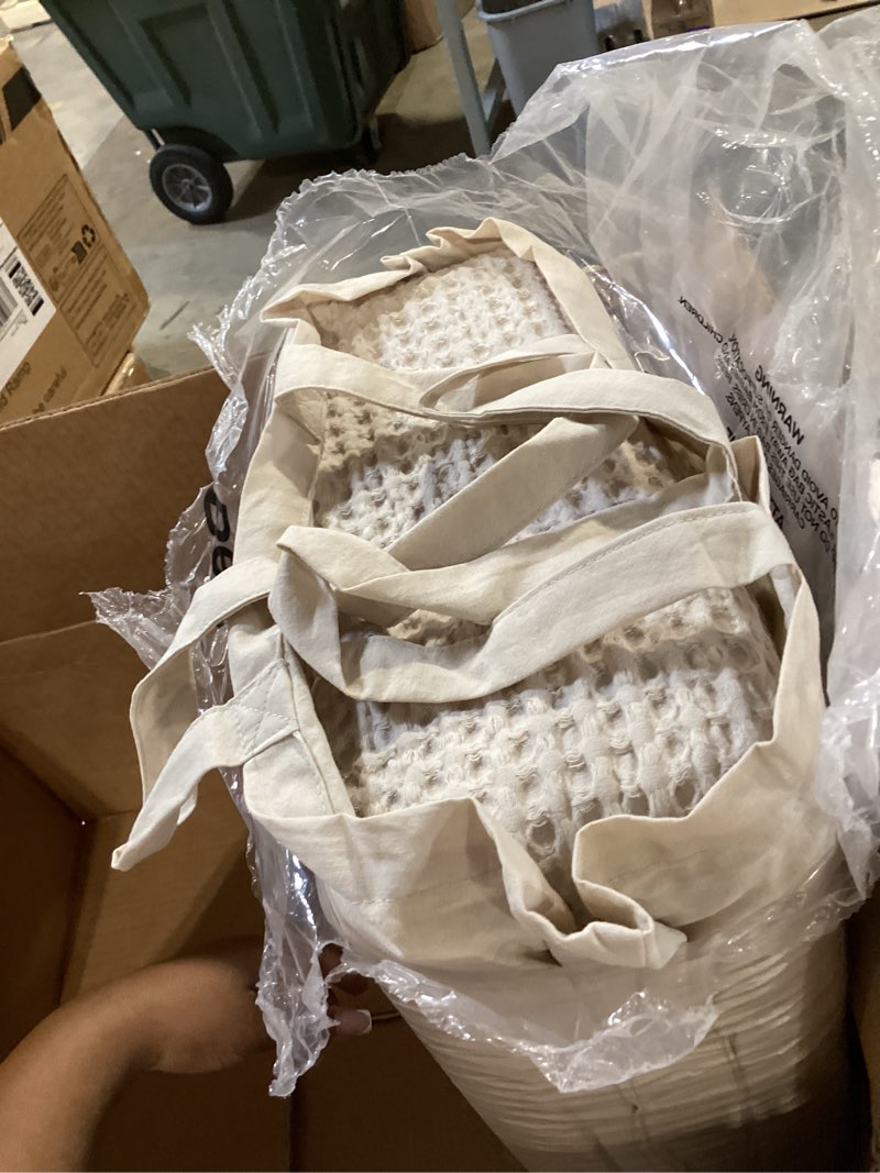 Condition photo showing Good Condition for bedsure cotton duvet cover king - 100% cotton waffle weave linen color duvet cover, purewoven breathable king bedding set for all season, 3 pieces, 104"x90" king (104" x 90") 04 - linen (no comforter)